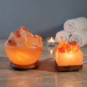 Handmade Style Himalayan <b>Crystal</b> Home Decor Fire Bowl Himalayan <b>Salt</b> <b>Lamp</b> with Warm Light for Bedroom Table Living Room and Spa - Product Image 1