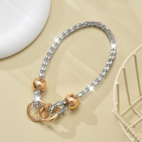 Porte-clés entièrement orné de strass, pendentif pour téléphone portable, sangle de poignet pour sac à main, cordon de téléphone perlé entièrement en strass