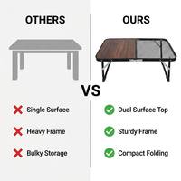 Table de camping pliable double face, panneau imitation bois et maille métallique, table pliante portable deux-en-un pour le camping et le barbecue