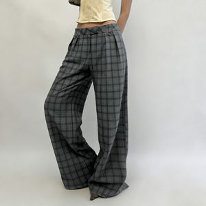 Pantalones Casuales de Primavera para Mujer, Clásicos, Vintage, a Cuadros, con Contraste de Color, Corte Recto, Transpirables, 100% Poliéster - Product Image 6