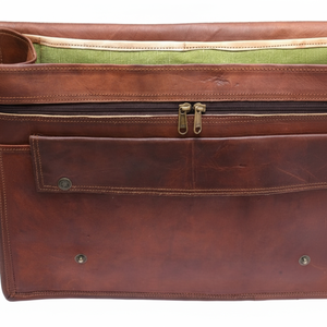 Vintage 17-Inch <b>Laptop</b> Briefcase Real Genuine Leather Canvas Retro Style Men's <b>Messenger</b> <b>Bag</b> - Product Image 1