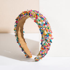 ファッショナブルなカラフルな樹脂/プラスチック砕石のような光沢のある幅広ヘッドバンド、女性の日常のパーティーコーデに、ヨーロッパとアメリカのスタイルに。 - Product Image 3