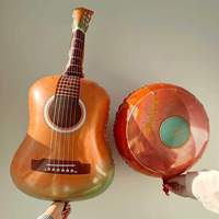 Ballons en Mylar Premium en Nylon pour Guitare, Disque Vinyle, Disco, Thème Musique Rock Rétro Années 70 80, Décorations de Fête d'Anniversaire
