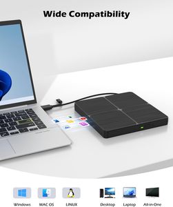 Lecteur optique externe <span class=keywords><strong>DVD</strong></span> RW, <span class=keywords><strong>graveur</strong></span>, transfert <span class=keywords><strong>de</strong></span> données haute vitesse, USB 3.0, compatible <span class=keywords><strong>DVD</strong></span>-RW avec PC <span class=keywords><strong>de</strong></span> bureau - Product Image 6