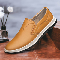Zapatos deportivos de cuero informales para hombre, mocasines ligeros de Moda de Primavera con punta redonda y forro transpirable