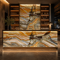 Dalles de comptoirs en onyx et marbre multicolores translucides, polies, étanches et rétroéclairées, de style moderne, pour usage hôtelier, de la marque Refine Stone Supply