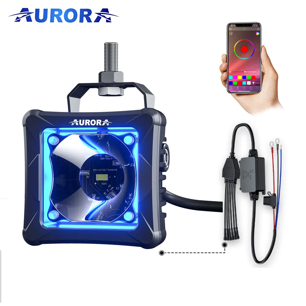 AURORA Patent yeni varış 2 3 inç araba RGB projektör 12V Led çalışma ışığı Off road 4x4 ATV kamyon ışık aksesuarları
