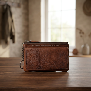 ADORA Portefeuille souple en cuir véritable personnalisable pour hommes et femmes, porte-cartes, porte-monnaie, porte-clés, pochette zippée, sac à main, OEM/ODM acceptable, qualité supérieure - Product Image 3