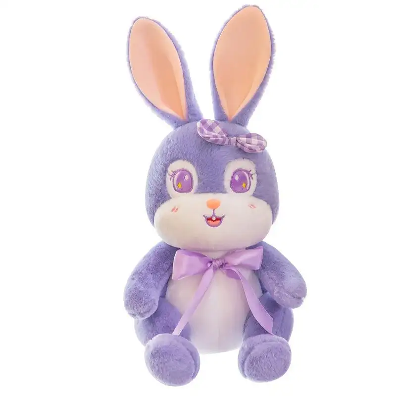 Super Soft Cuddly Rabbit Plush Toy Hugging Purple Big Eye Long Ear Plush Bunny Rabbit Toy Easter Decoration Kids Gifts