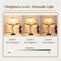 Lampe d'ambiance LED moderne et simple, à piles, à intensité variable, en forme de pétale, avec corps en tissu et en fer, protection oculaire, pour chambre à coucher, chevet et bureau