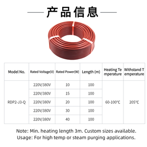<span class=keywords><strong>Cable</strong></span> Calefactor Eléctrico <span class=keywords><strong>de</strong></span> Potencia Constante en Paralelo RDP2-J3-(Q) Resistente a Altas Temperaturas para Evitar Congelaciones en Tuberías - Product Image 3
