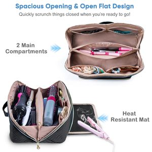 Organizador multiusos de herramientas para el cabello, neceser de viaje, Neceser de maquillaje con alfombrilla resistente al calor - Product Image 3