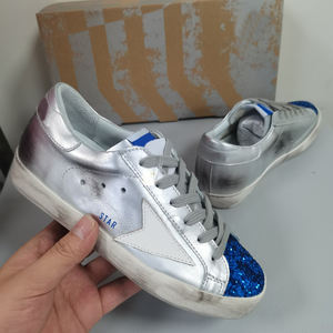 Baskets de créateur en cuir véritable, style rétro, plates, à lacets, de marque, chaussures de sport vintage unisexe Super <span class=keywords><strong>Star</strong></span> vulcanisées, célèbres, effet vieilli - Product Image 4