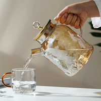 Botol Air Dingin Kaca Borosilikat Tinggi Baru Amber Lanling Pot Rumah Tangga Kapasitas Besar Teko Grosir