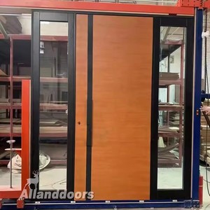Alland Amerikaanse Veiligheid Luxe Villa Entree Guard Nieuwste Houten Enkele Hoofddeur Ontwerp Moderne Deuren Voor Huizen Exterieur - Product Image 5