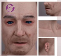 Masque en silicone réaliste pour cosplay, tête d'homme âgé avec sourcils et barbe implantés, accessoires de cosplay