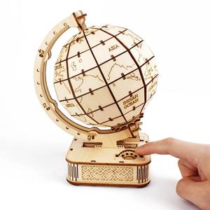 3D <span class=keywords><strong>globo</strong></span> di legno Puzzle giocattolo da te meccanico assemblare blocco da costruzione Set mappa del mondo regalo per gli adolescenti terra modello di legno naturale - Product Image 1