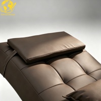 Table de massage et de soin des cils de luxe, en cuir PU marron, base croisée dorée, hauteur réglable, pour usage commercial