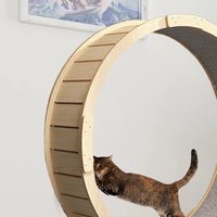 Roue d'exercice pour chat en bois naturel écologique avec bois et peluche pour tous les chats – Idéale pour arbre à chat et griffoir