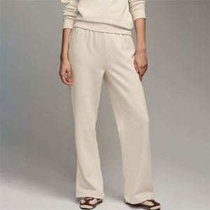 Automne décontracté vêtements de salon solide personnalisé lâche quart fermeture éclair sweat pantalons larges ensembles femmes survêtements - Product Image 4