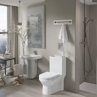 Cuvette de toilette monobloc de luxe à double chasse avec système de lavage par aspiration, design compact pour hôtels et salles de bain