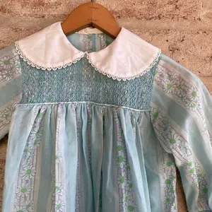 Jacquard Stoff Smocked für lässige europäische Vintage Green Custom Sale Online Baumwolle Designer Mädchen Kleider