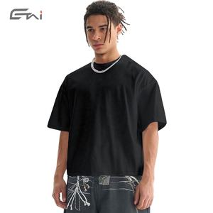 Haute qualité recadrée longueur Boxy Fit Tee hommes T-Shirt surdimensionné Logo personnalisé écran blanc 100 coton 260 GSM goutte épaule T-Shirt - Product Image 3