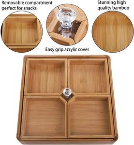 Fındık ve şeker depolama için toptan bambu servis tepsisi, ahşap parti meze tabağı sebze çanak, akrilik kapaklı şeker kasesi - Product Image 2