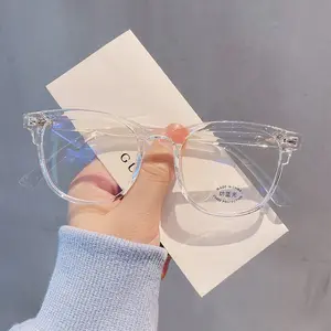 Transparent rond hommes femmes cadre Anti lumière bleue lunettes lunettes ordinateur cadres optiques