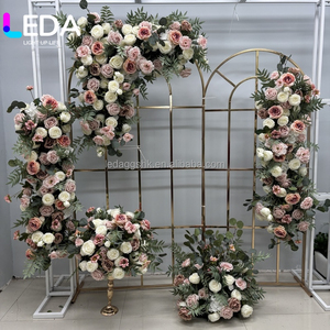LEDA Wedding <b>Table</b> Flower Arrangement Green <b>White</b> Rose Hydrangeas Flower Garland <b>Table</b> Centerpiece Flower <b>Runner</b> - Product Image 6