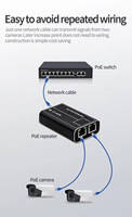 Monitor Repeater PoE Logam Berkualitas Tinggi 1 Input 2 Extender 10/100Mbps 3 Port AF/At PoE Switch Kamera IP CCTV