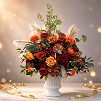 Boule de fleurs artificielles en soie pour centre de table, arrangement floral de pampas orange brûlé, décoration de table de mariage