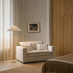 Sillón de Ocio <span class=keywords><strong>Kena</strong></span>/Mufeng de Estilo Moderno, Tapizado en Tela de Algodón y Lino, Desmontable y Lavable, Sofá de Dos Plazas de Alta Densidad para Salas de Estar - Product Image 1