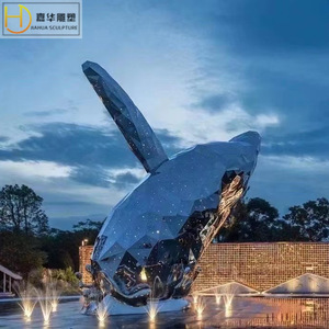 Sculpture de baleine Jiahua en acier inoxydable, abstraite, pour extérieur, jardin, parc, hôtel, zoo, piscine, centre commercial, sur pied, faite à la main, unique - Product Image 3