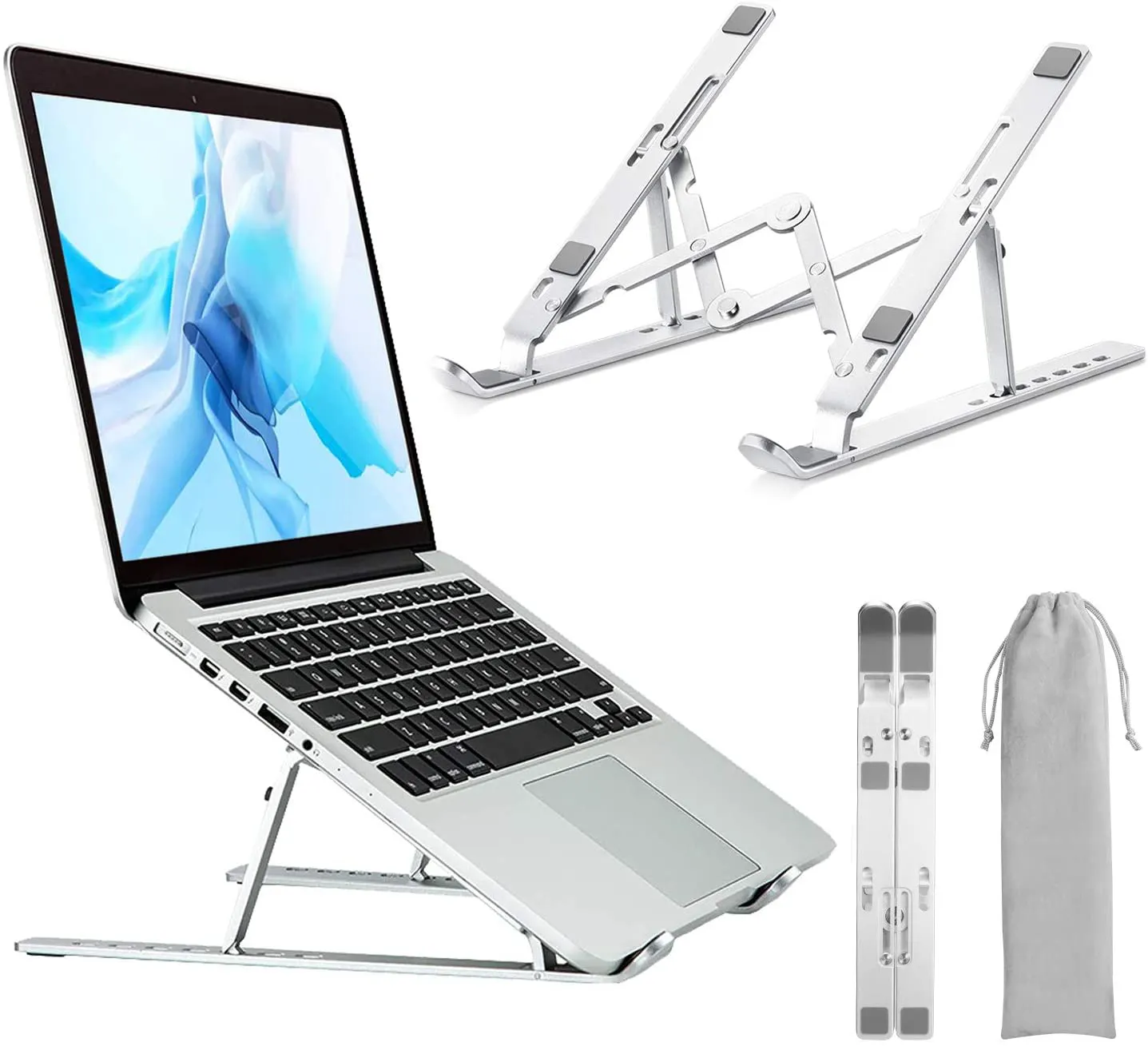 Dudukan Laptop Portabel Bahan Aloi Aluminium, Dudukan Laptop Lipat Tinggi Dapat Diatur Ergonomis untuk Macbook 2021