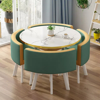 Chaise de table épaissie en fer de réception simple à la mode garde-manger de bureau table et chaises en bois texturées en marbre rond