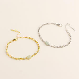 Gioielli di giada naturale 925 in argento Sterling gemma Charm catena bracciale donna - Product Image 2