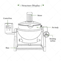 Chauffage au gaz Commercial Eau Gpl Industrielle 200 L 1000l Bouilloire Mélangeur Nougat Caramel Ebullition de sucre Jus
