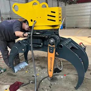 Forestry Machine Excavator Log Timber Grapple With Saw With Cut Tree Cutter With Clamping Cylinder For Sale