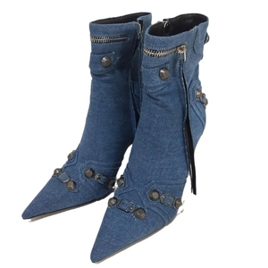 <span class=keywords><strong>Stivaletti</strong></span> in Denim con Tacco Alto, Chiusura a Zip, <span class=keywords><strong>Borchie</strong></span> <span class=keywords><strong>e</strong></span> <span class=keywords><strong>Fibbie</strong></span>, Stile Punk Chic per Donna, Produzione Personalizzata di Lusso - Product Image 4