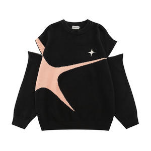 Pull unisexe surdimensionné à col rond, à manches amovibles, imprimé, respirant, 100% coton, vintage, hiver - Product Image 2