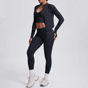 Ensemble de yoga 5 pièces sans couture pour femmes grandes tailles, respirant, séchage rapide, léger, imperméable, ajustement parfait, taille haute, fermeture éclair intégrale, pour entraînement et gym - Product Image 4