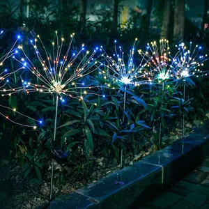 دافئ أبيض 120 LEDs مصباح صغير الأسلاك النحاسية بالطاقة الشمسية الألعاب النارية أضواء الجنية لحديقة الحديقة ديكورات للفناء