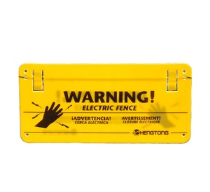 Panneau d'avertissement de clôture électrique personnalisable personnel Matériau plastique utilisé pour la sécurité du bétail de jardin Cadre en bois - Product Image 1