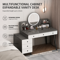 Ensemble de coiffeuse moderne en bois avec miroir éclairé et tabouret, commode de chambre d'hôtel avec tiroirs, fabricant OEM ODM
