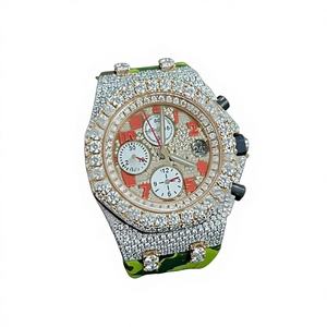 Montre élégante et classique de luxe avec diamants Moissanite et verre, résistante à l'eau 10 ATM, ornée de détails étincelants - Product Image 1