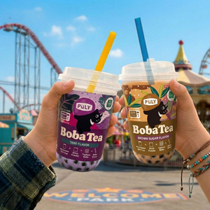 PLAYB Boba Tea saveur Taro 1,2 oz (35 g) – Tasse micro-ondable avec poudre de thé au lait et boba de tapioca - Product Image 4