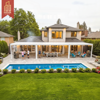 Système d'auvent en aluminium et acier réglable à LED de grande taille avec lame de toit à persiennes pour villas, serres, jardins, pergola