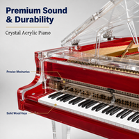 Piano à queue transparent haut de gamme en acrylique cristallin de luxe avec planche sonore en bois massif pour concerts professionnels et décoration de villa