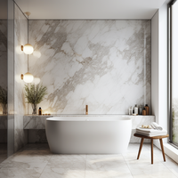 Kit de panneaux muraux SPC modernes pour rénovation complète de salle de bain, ignifuges, étanches, avec design graphique, écologiques, garantie 5 ans
